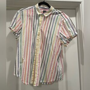 Rainbow stripe button down shirt